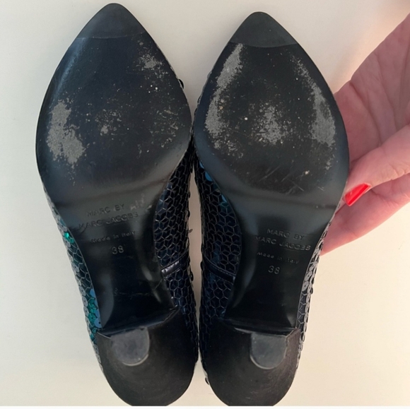 Marc Jacobs Black & teal size 38 Sequin heels - Picture 4 of 5